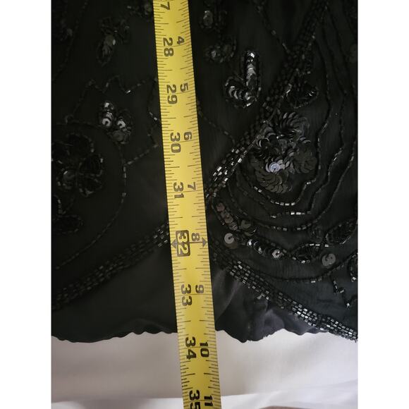 Lawrence Kazar New York Black Cocktail Dress  Pure Silk Size S Sequences Vintage - Picture 6 of 10